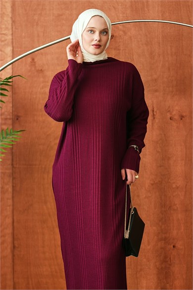 Bordo Dik Yakalı Fitilli Triko NSR2683