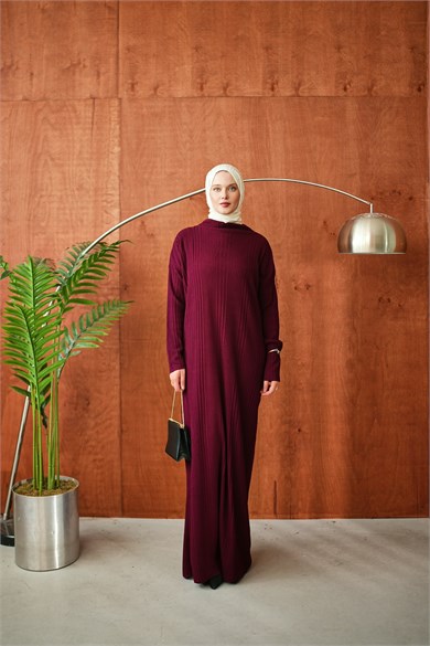 Bordo Dik Yakalı Fitilli Triko NSR2683