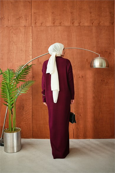 Bordo Dik Yakalı Fitilli Triko NSR2683