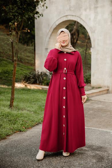 Bordo Flato Cepli Elbise Nsr 5115