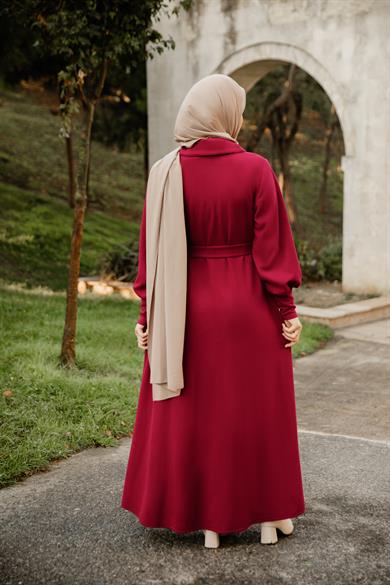 Bordo Flato Cepli Elbise Nsr 5115