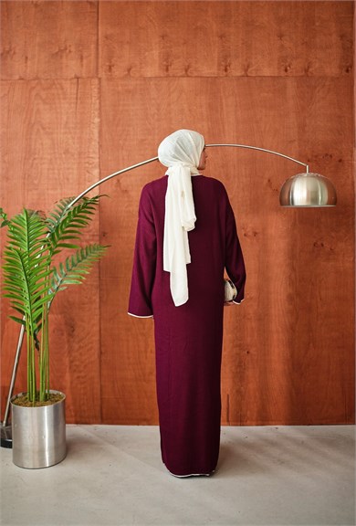 Bordo İnce Biyeli Triko 2686