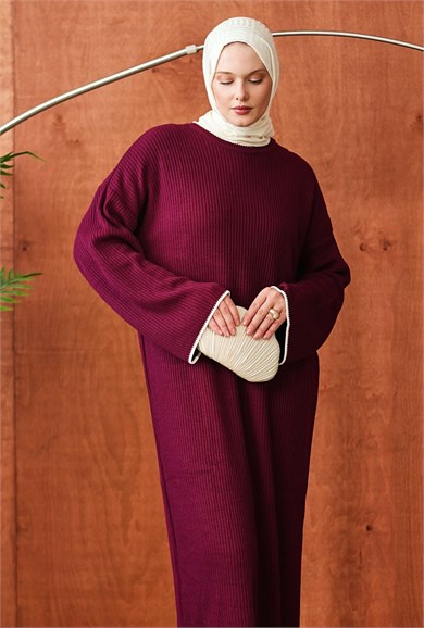 Bordo İnce Biyeli Triko 2686
