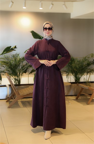 Bordo NSR 5165 ÇİN DÜĞMELİ ELBİSE