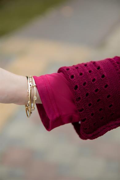 Bordo Oversize Tasarım Triko Elbise