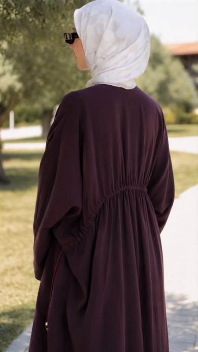 Bordo Yarasa Kol Elbise 5157