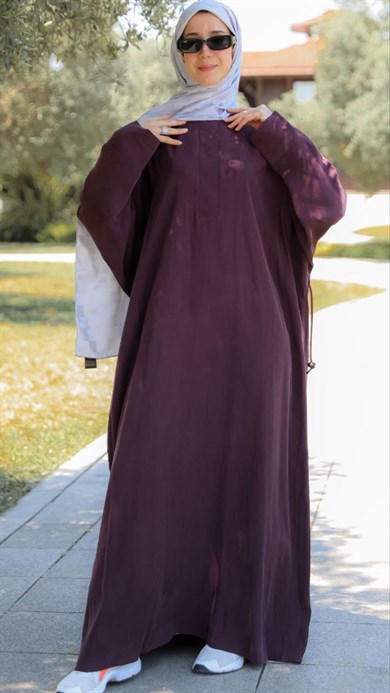 Bordo Yarasa Kol Elbise 5157