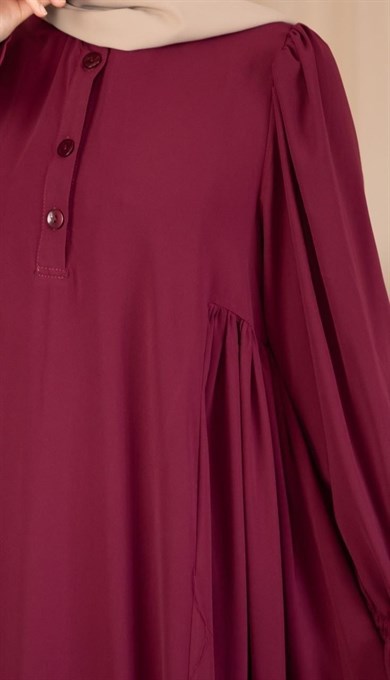 Bordo Yarım Pat Yandan Büzgülü 5073