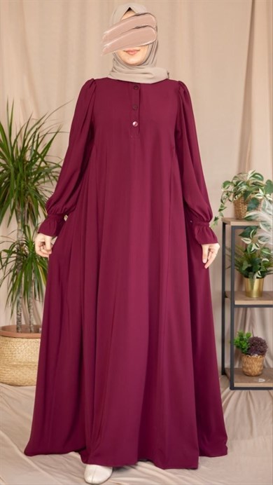 Bordo Yarım Pat Yandan Büzgülü 5073