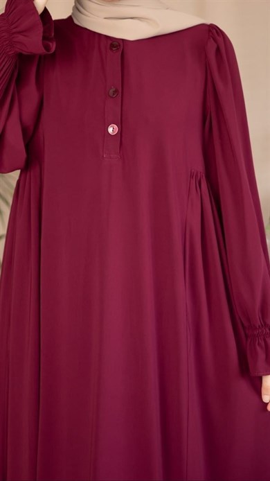 Bordo Yarım Pat Yandan Büzgülü 5073