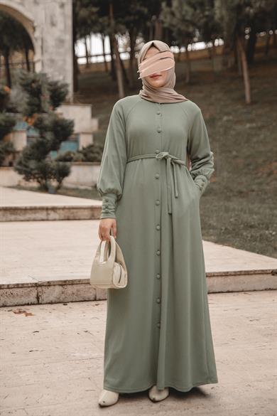 Çağla Kaplama düğmeli Elbise Nsr 5107