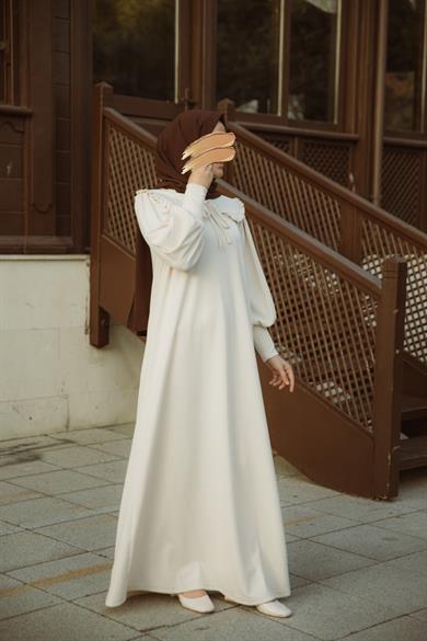 Ekru Bebe Yakalı Elbise Nsr 5106