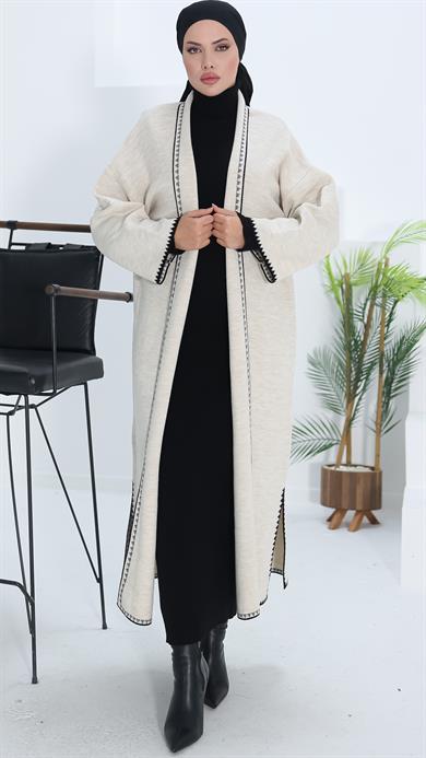 Ekru Çoban Dikişli Hırka 18204