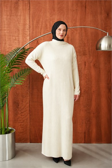 Ekru Dik Yakalı Fitilli Triko NSR2683