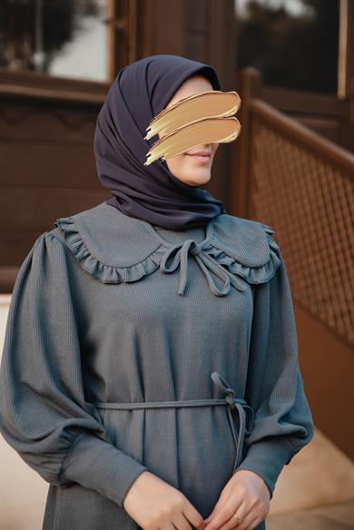 Füme Bebe Yakalı Elbise Nsr 5106