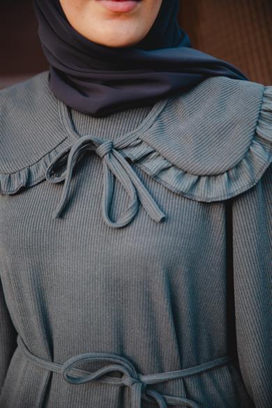 Füme Bebe Yakalı Elbise Nsr 5106