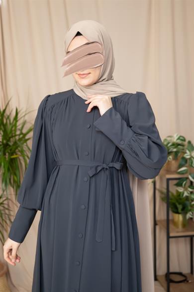 Füme Boydan Kaplama Düğmeli Ferace 5130