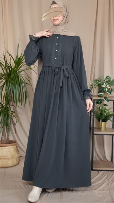 Füme Dantelli Elbise 5138