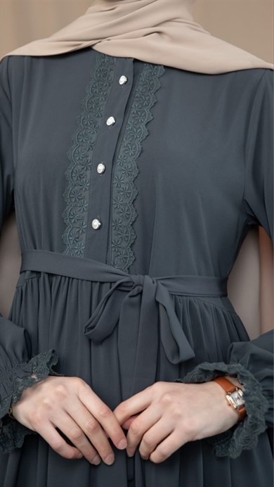 Füme Dantelli Elbise 5138