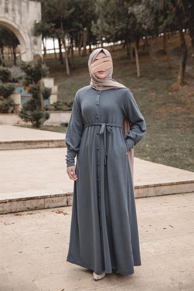 Füme Kaplama düğmeli Elbise Nsr 5107