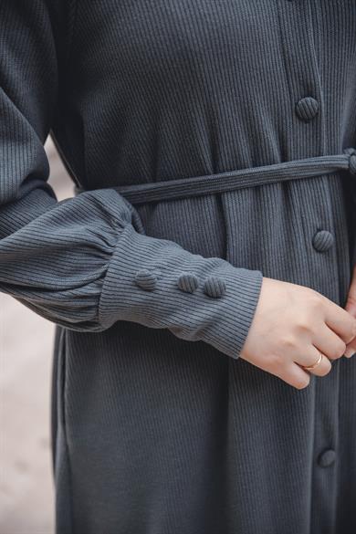 Füme Kaplama düğmeli Elbise Nsr 5107