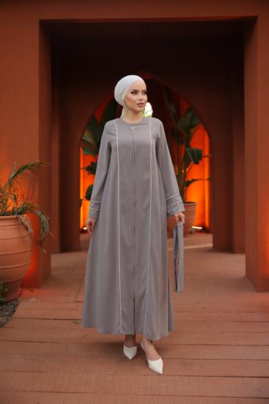 Füme Kol Ağzı Ve Önü Çift Biyeli Ferace 5045