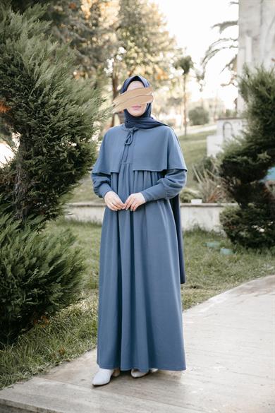 Füme Pelerinli Elbise 5108