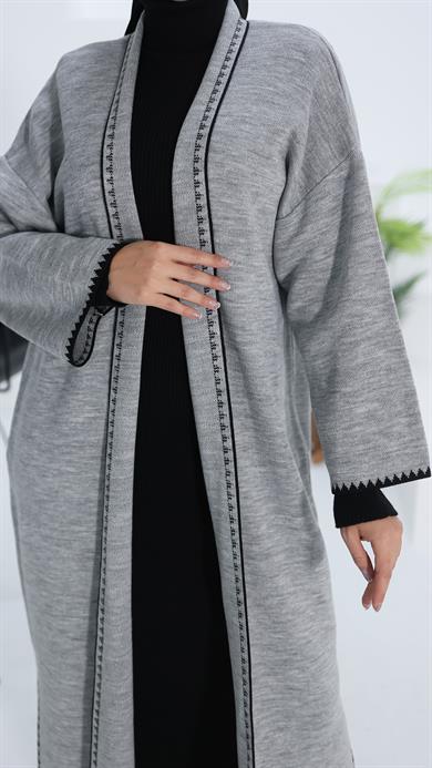 Gri Çoban Dikişli Hırka 18204
