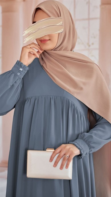Gri Fırfırlı Robalı Elbise 5062