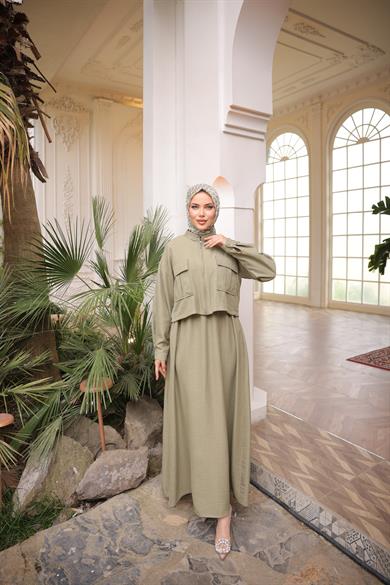 Haki Ceket Elbise Takım 5091