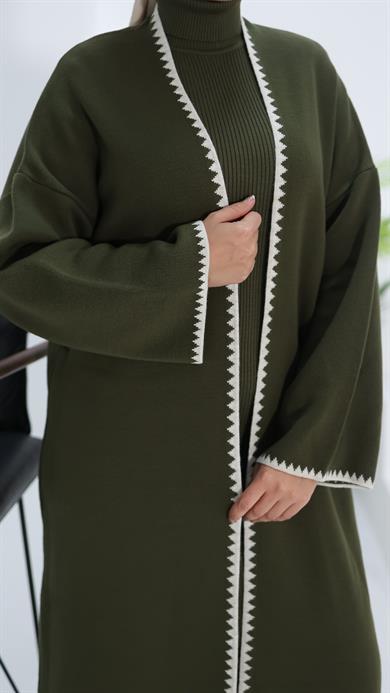 Haki Çoban Dikişli Hırka 18204