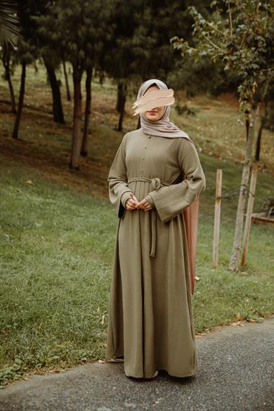 Haki Kolluklu Elbise Nsr 5114