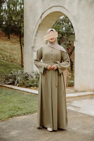 Haki Kolluklu Elbise Nsr 5114