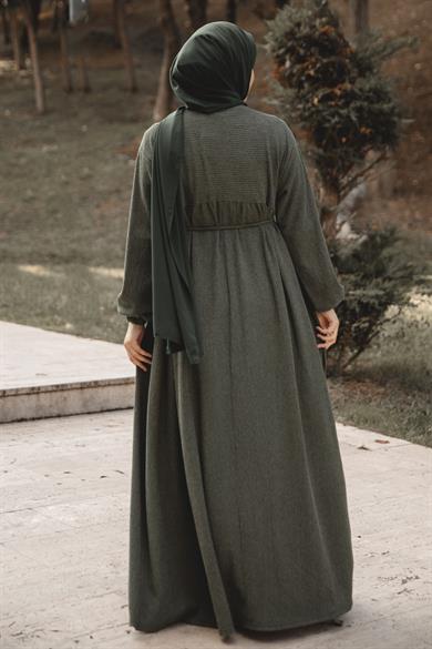 Haki Robalı Oversize Elbise Nsr 5110