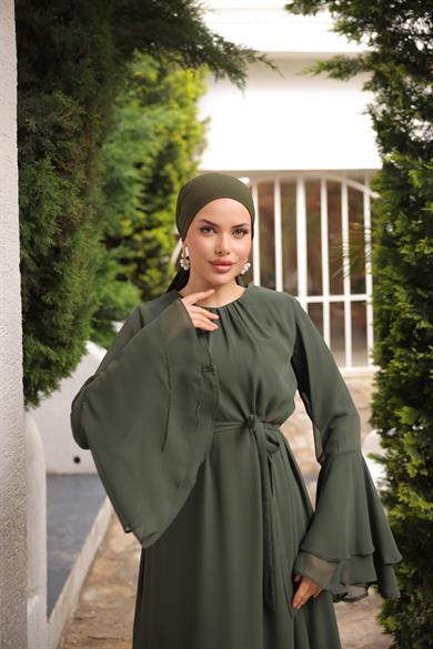 Haki Şifon Elbise 5088
