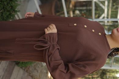 Kahverengi Düğme Detaylı Örme Pantolon Takım 6020