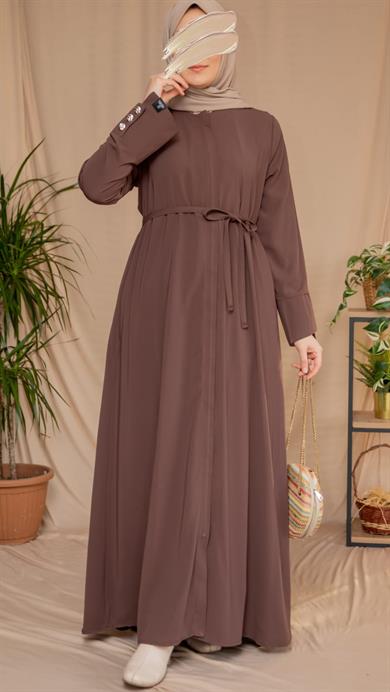 Kahverengi Geniş Manşetli Ferace 5121