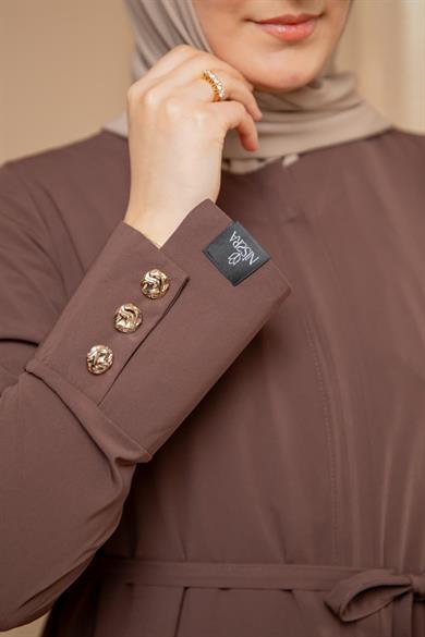 Kahverengi Geniş Manşetli Ferace 5121