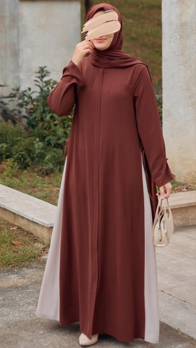 Kahverengi Yandan Garnili Ferace 5118