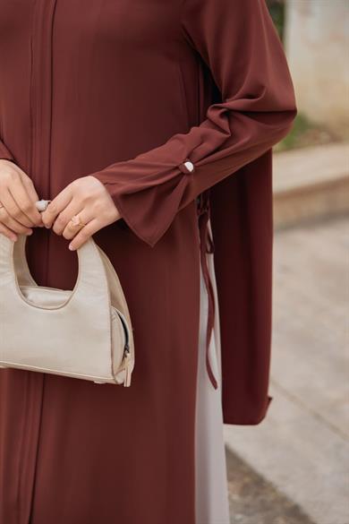 Kahverengi Yandan Garnili Ferace 5118