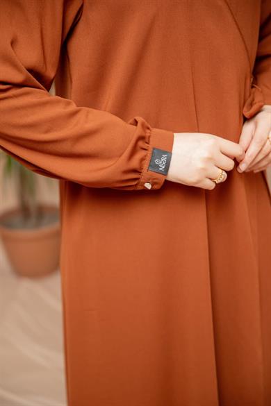 Kahverengi Yarım Patlı Anvelop Elbise 5122