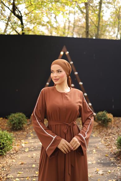 Kiremit Gizli Patlı Biyeli Abaya Kol Ferace 5058