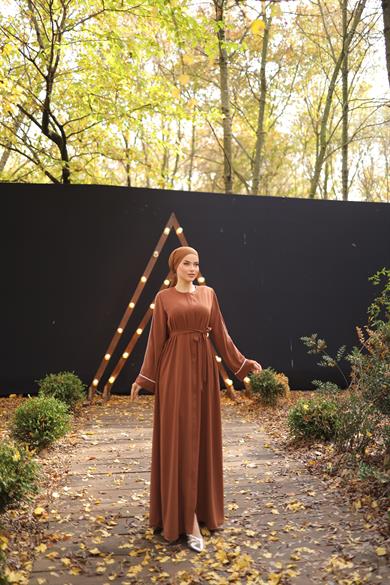 Kiremit Gizli Patlı Biyeli Abaya Kol Ferace 5058