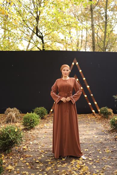 Kiremit Gizli Patlı Biyeli Abaya Kol Ferace 5058