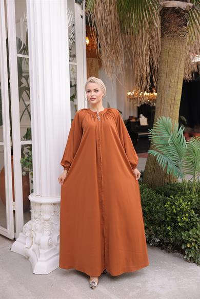 Kiremit Hakim Yaka Büzgülü Reglan Ferace 5035