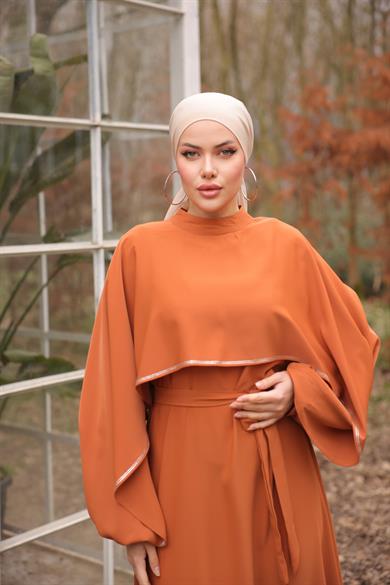 Kiremit Taşlı Yarasa Kol Abiye Nsr5066