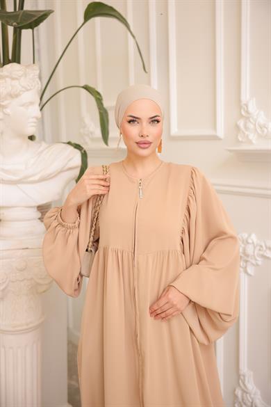 Koyu Bej Balon Kollu Oversize Ferace 5031