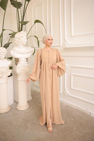 Koyu Bej Balon Kollu Oversize Ferace 5031