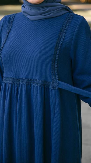 Lacivert Dantelli Elbise Nsr 5105