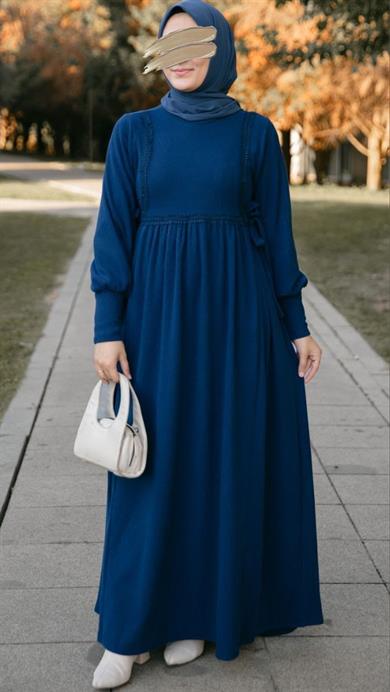 Lacivert Dantelli Elbise Nsr 5105